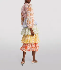 Zimmermann The Postcard Flounce Midi Dress in Spliced Tonal Floral Size 3/Au 14 for rent on The Volte - image 2