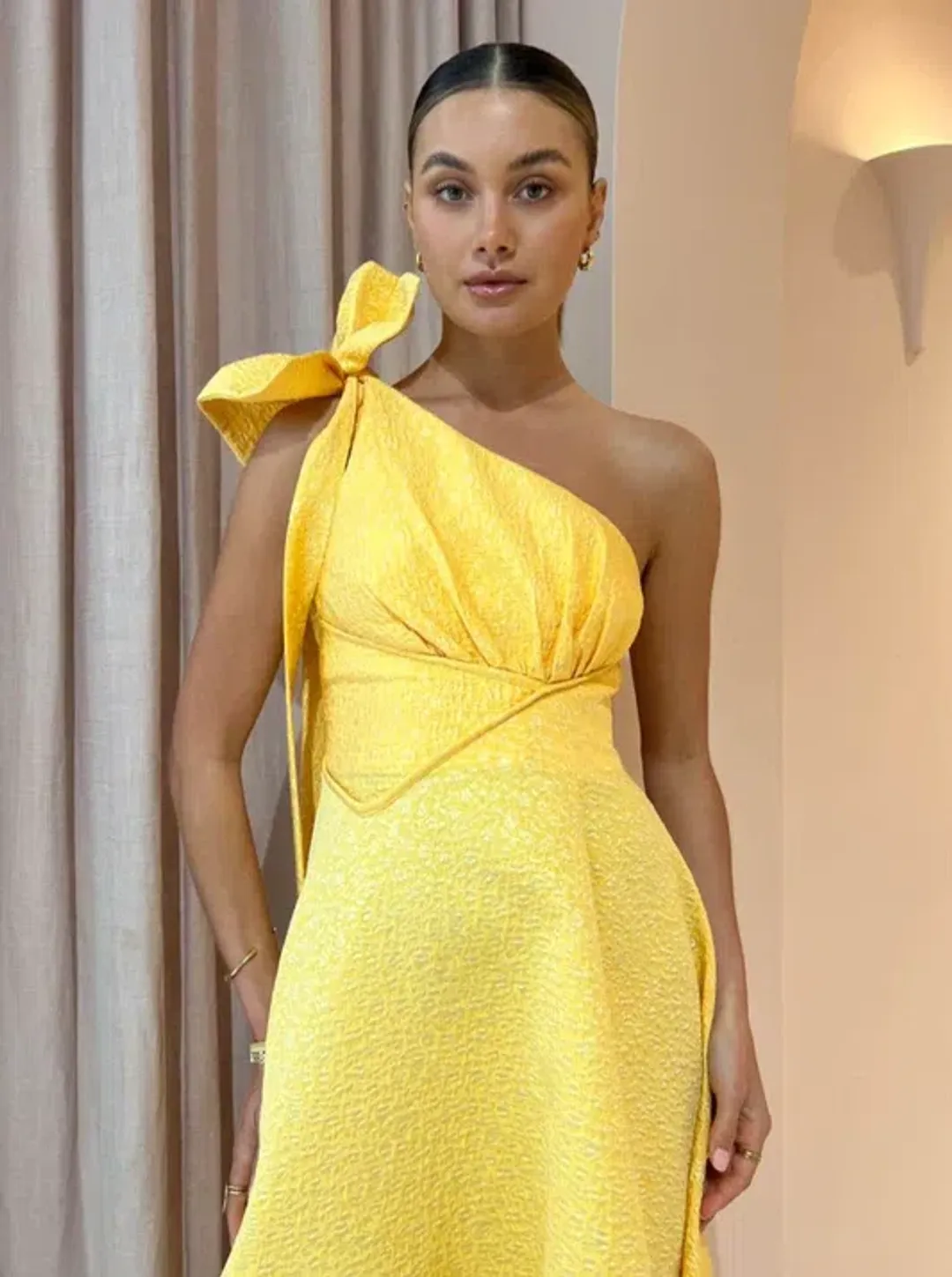 Rachel Gilbert Emiliano Midi Dress Lemondrop Size 1 / AU 8 for rent on The Volte - main image