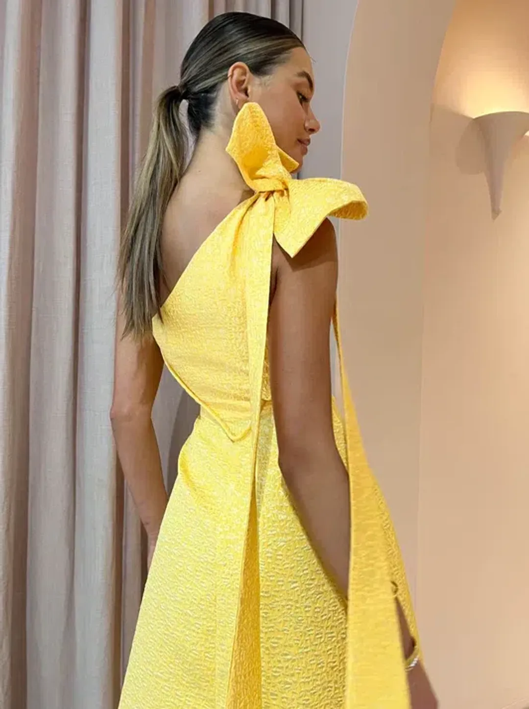 Rachel Gilbert Emiliano Midi Dress Lemondrop Size 1 / AU 8 for rent on The Volte - main image