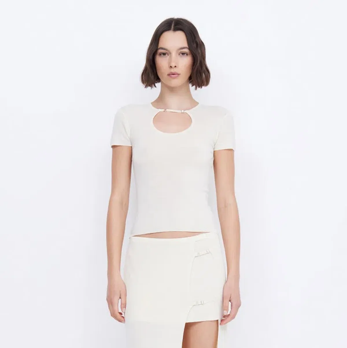 Bec & Bridge Caspian Knit Top Milk Cream Size 8 for rent on The Volte - main image