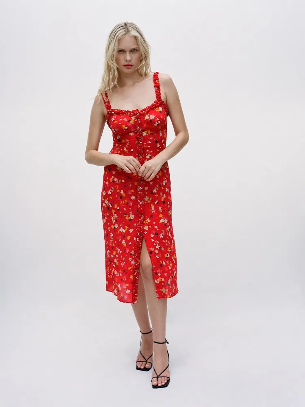 Realisation Par Juliet Dress Red Floral Size S/ AU 8 - Image 1