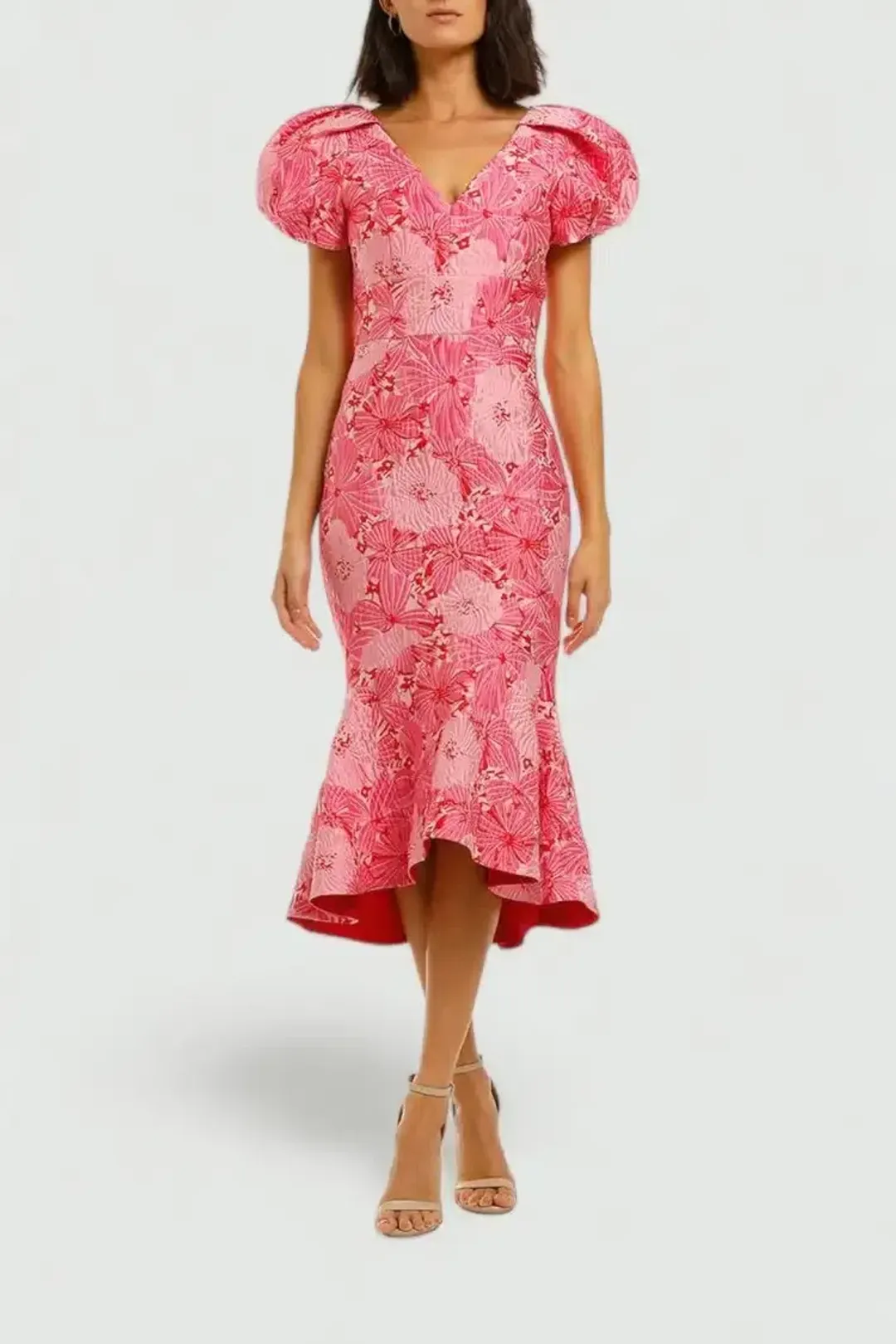 Love Honor Argento Midi in Pink Floral Size 16 for rent on The Volte - main image