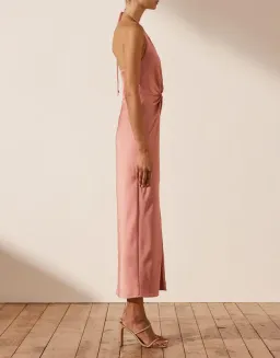 Shona Joy Luxe Twist Front Halter Midi Dress Pink Size 16 for rent on The Volte - image 2