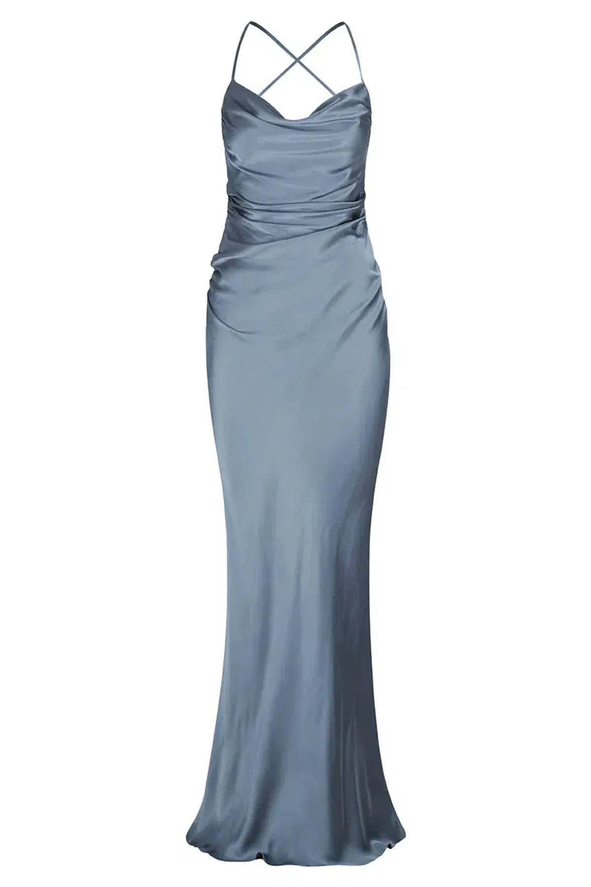 SHONA JOY LA LUNE LACE BACK MAXI DRESS - BLUE SMOKE (SIZE 10) - Image 3