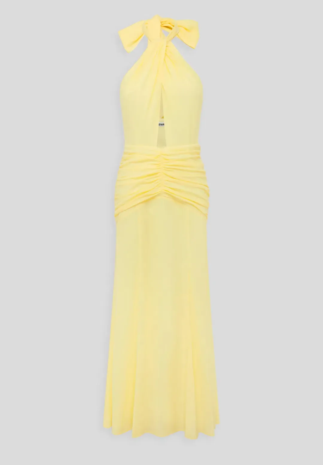 Venroy The Halter Neck Cut Out Dress in Pastel Yellow Size 6 for rent on The Volte - main image