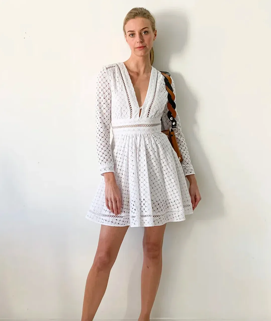 Zimmermann Ryker Broderie Dress in White Size 1 / AU 10 for rent on The Volte - main image