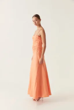 Aje Clarice Draped Maxi Dress Sunset Orange Size 8 for rent on The Volte - image 2