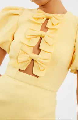 Rebecca Vallance Chloe Bow Mini Dress Yellow Size 12 for rent on The Volte - image 5