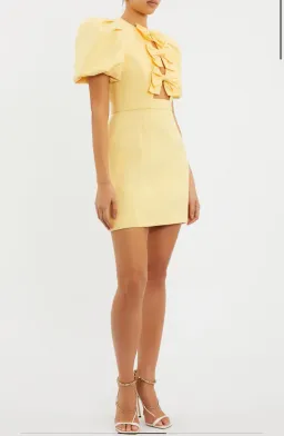 Rebecca Vallance Chloe Bow Mini Dress Yellow Size 12 for rent on The Volte - image 3
