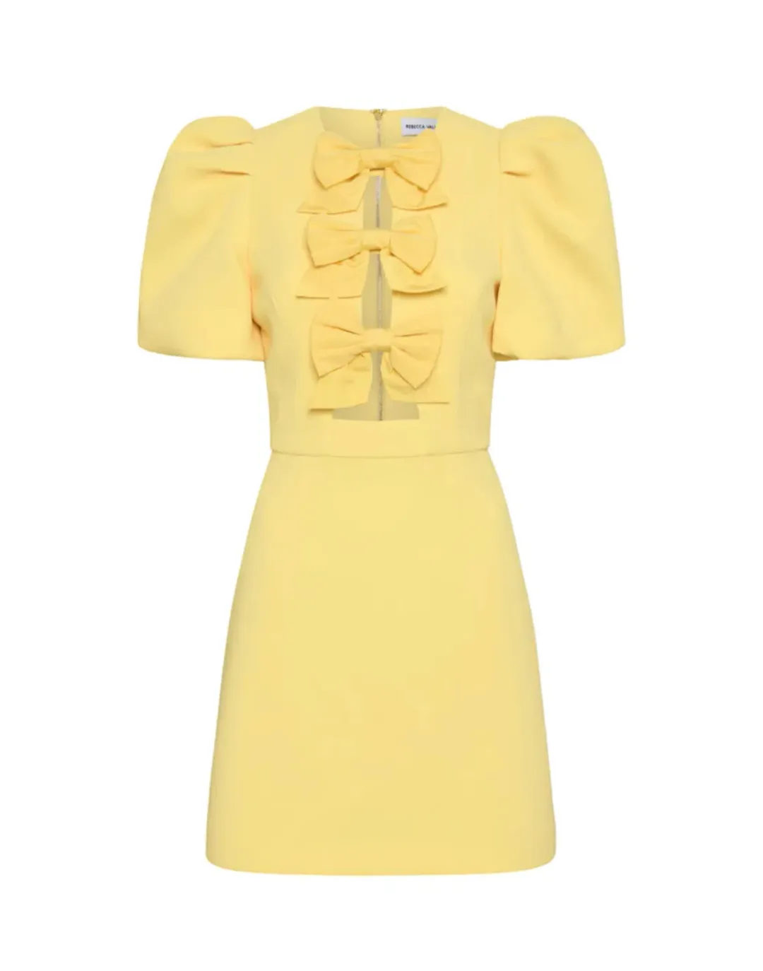 Rebecca Vallance Chloe Bow Mini Dress Yellow Size 12 for rent on The Volte - main image