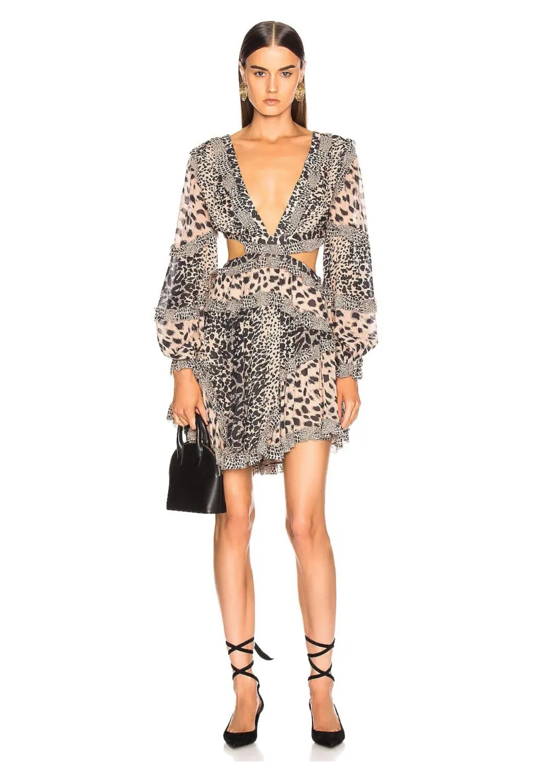 Zimmermann Allia Cut Out Mini Dress Print Size 0 / AU 8 for rent on The Volte - main image