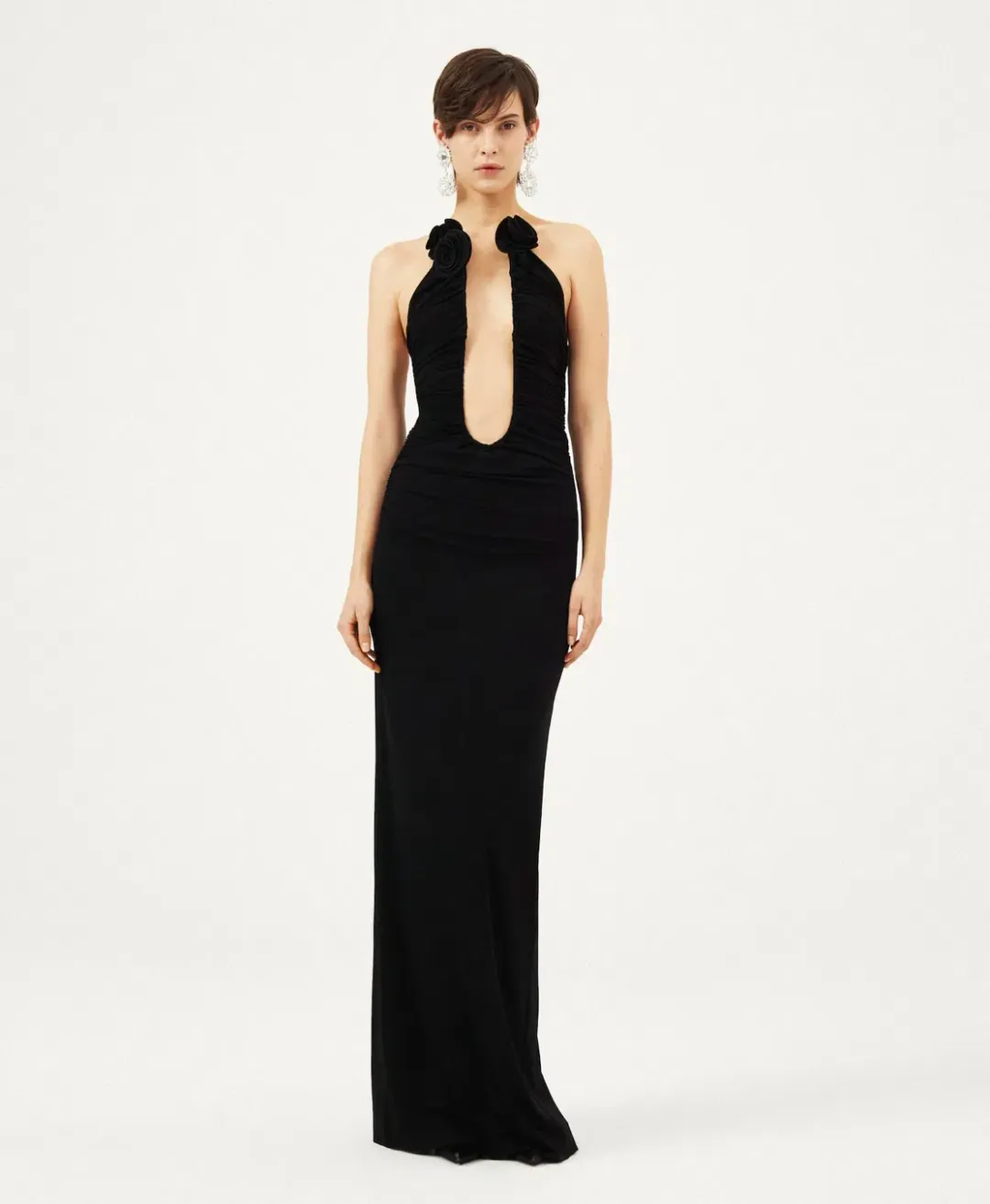 Magda Butrym Plunge Maxi Dress Black Size 6 for rent on The Volte - main image