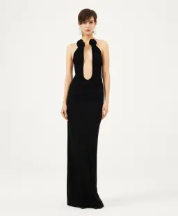 Magda Butrym Plunge Maxi Dress Black Size 6 for rent on The Volte - image 1