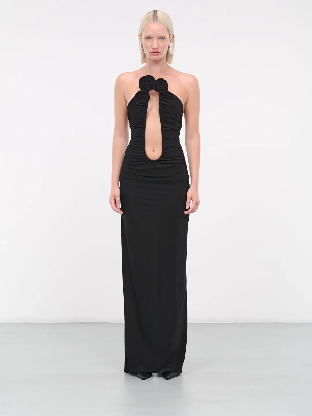 Magda Butrym Plunge Maxi Dress Black Size 6 for rent on The Volte - main image