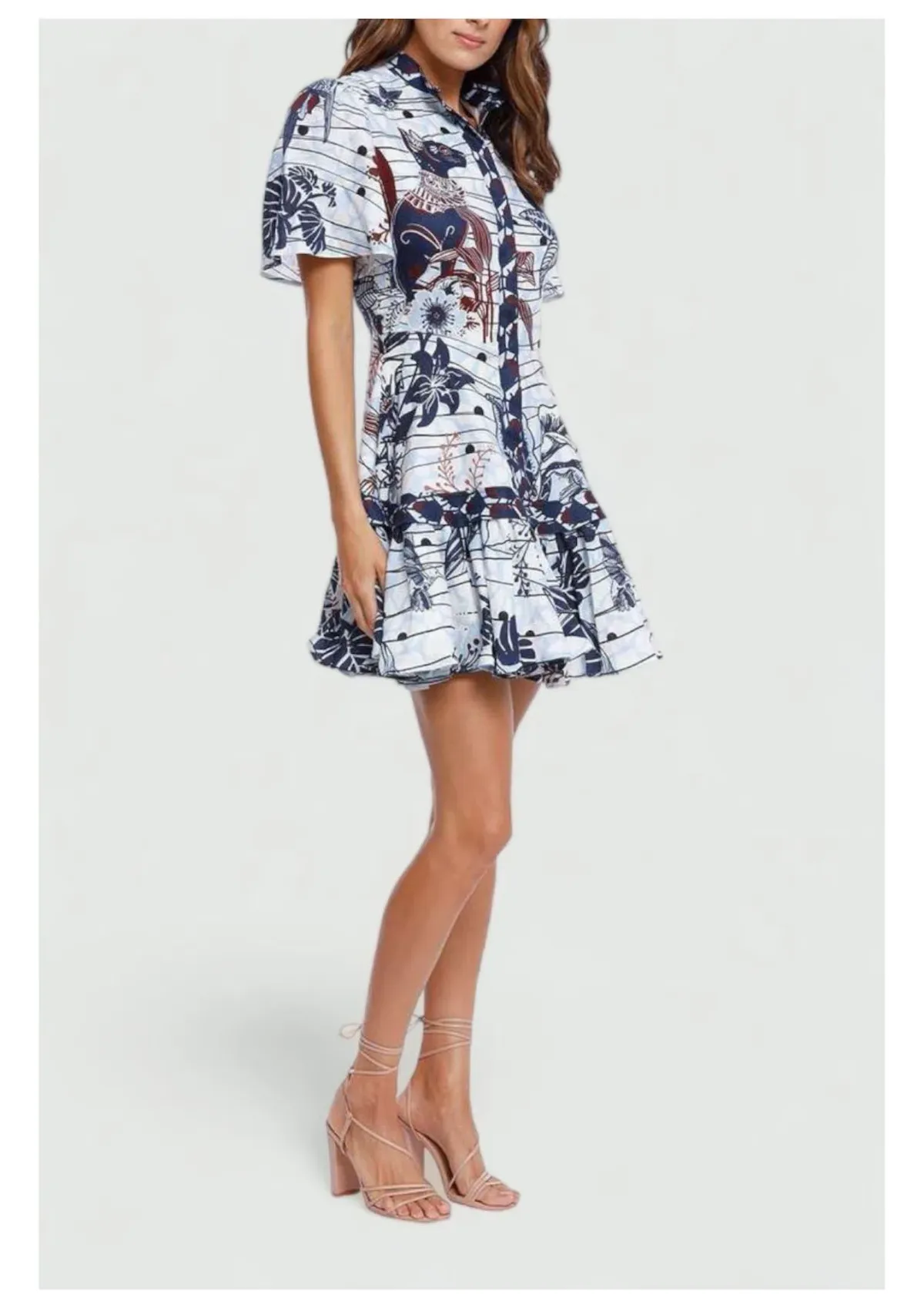 Leo Lin La Casa Linen Mini Dress Print Size 6 - Image 1