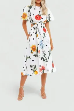 Leo Lin La Flor Midi Dress in Multi Floral Size 14 for rent on The Volte - image 2