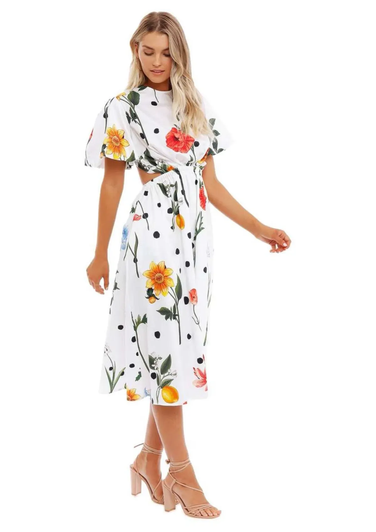 Leo Lin La Flor Midi Dress in Multi Floral Size 14 for rent on The Volte - main image
