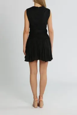 Leo Lin Vanta Draped Silk Linen Mini Dress in Black Size 10 for rent on The Volte - image 3