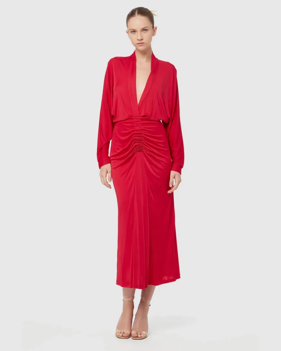 Manning Cartell Haute Pursuit Long Sleeve Midi Dress Red Size 14 for rent on The Volte - main image