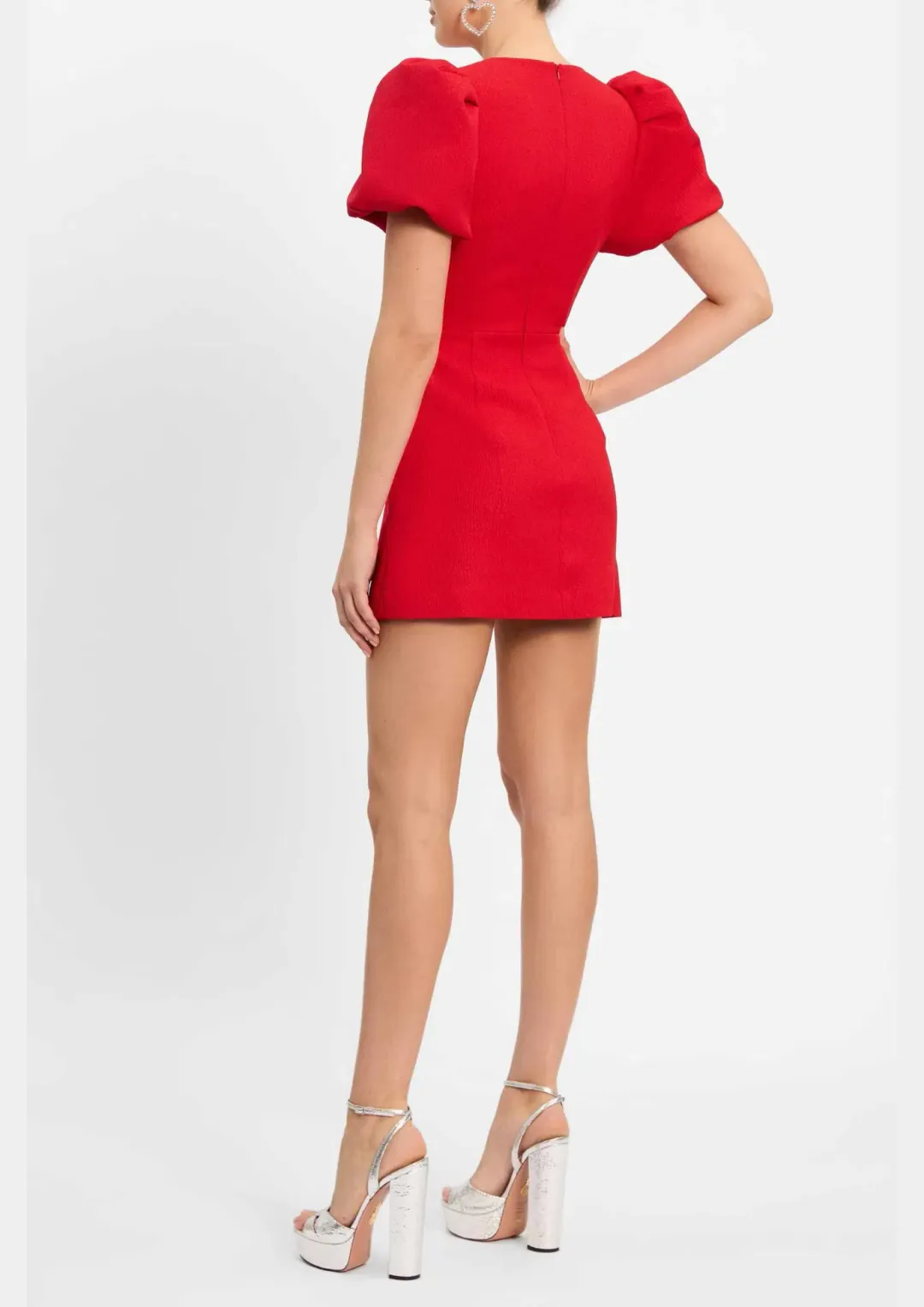 Rebecca Valence Chiara Puff Sleeve Mini Dress Red Size AU 8 for rent on The Volte - main image