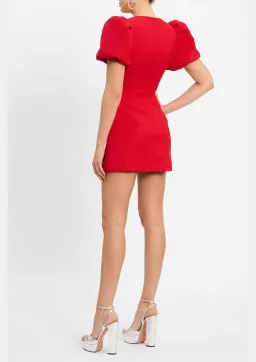 Rebecca Valence Chiara Puff Sleeve Mini Dress Red Size AU 8 for rent on The Volte - image 4