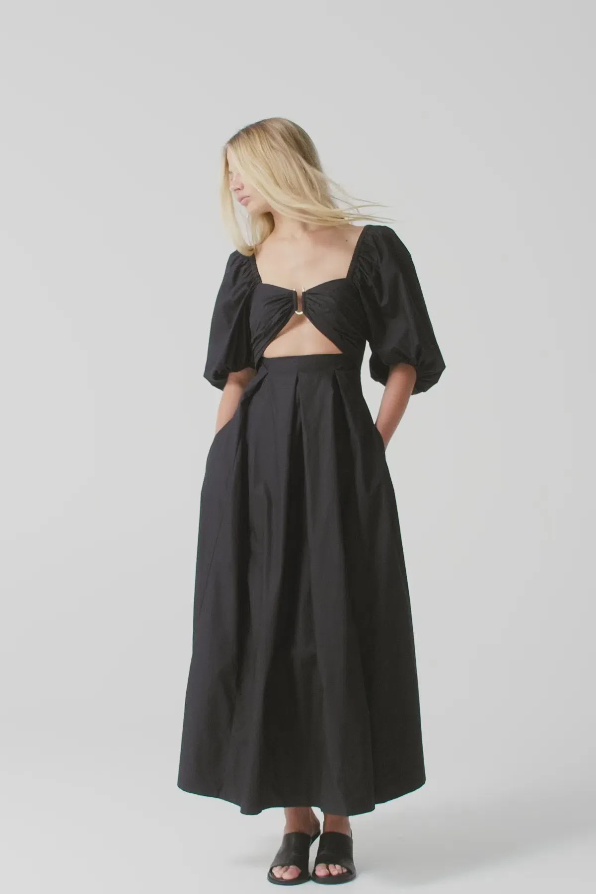 Shona Joy Mareva Midi Dress Black Size AU 12 - Image 1