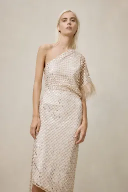 Manning Cartell Checkerboard Sequin Event Dress Glod Size AU 6 for rent on The Volte - image 2