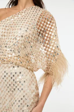 Manning Cartell Checkerboard Sequin Event Dress Glod Size AU 6 for rent on The Volte - image 4