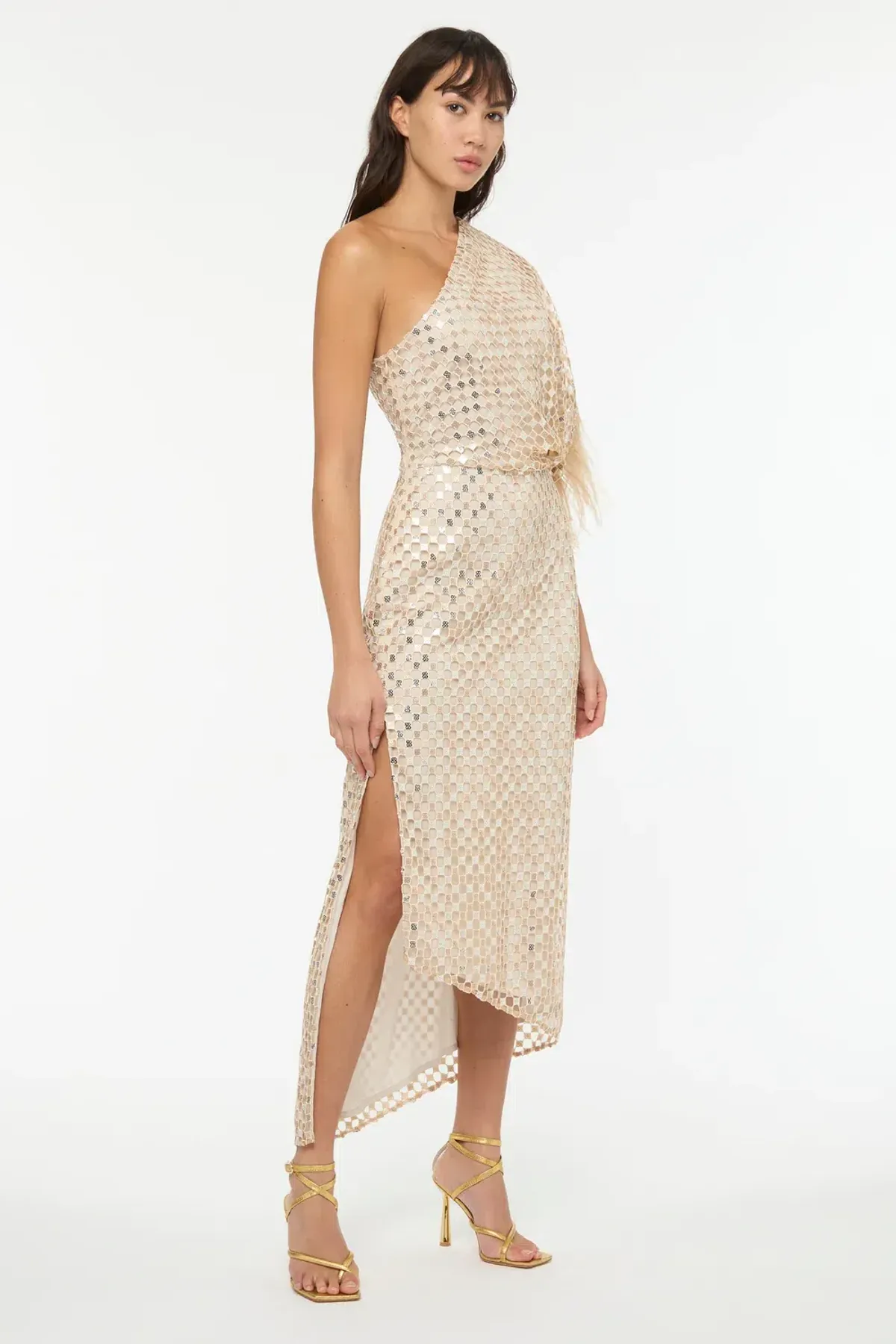 Manning Cartell Checkerboard Sequin Event Dress Glod Size AU 6 - Image 5