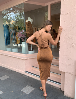 Bec & Bridge Bronze Baby Midi Dress Brown Size 8 for rent on The Volte - image 6