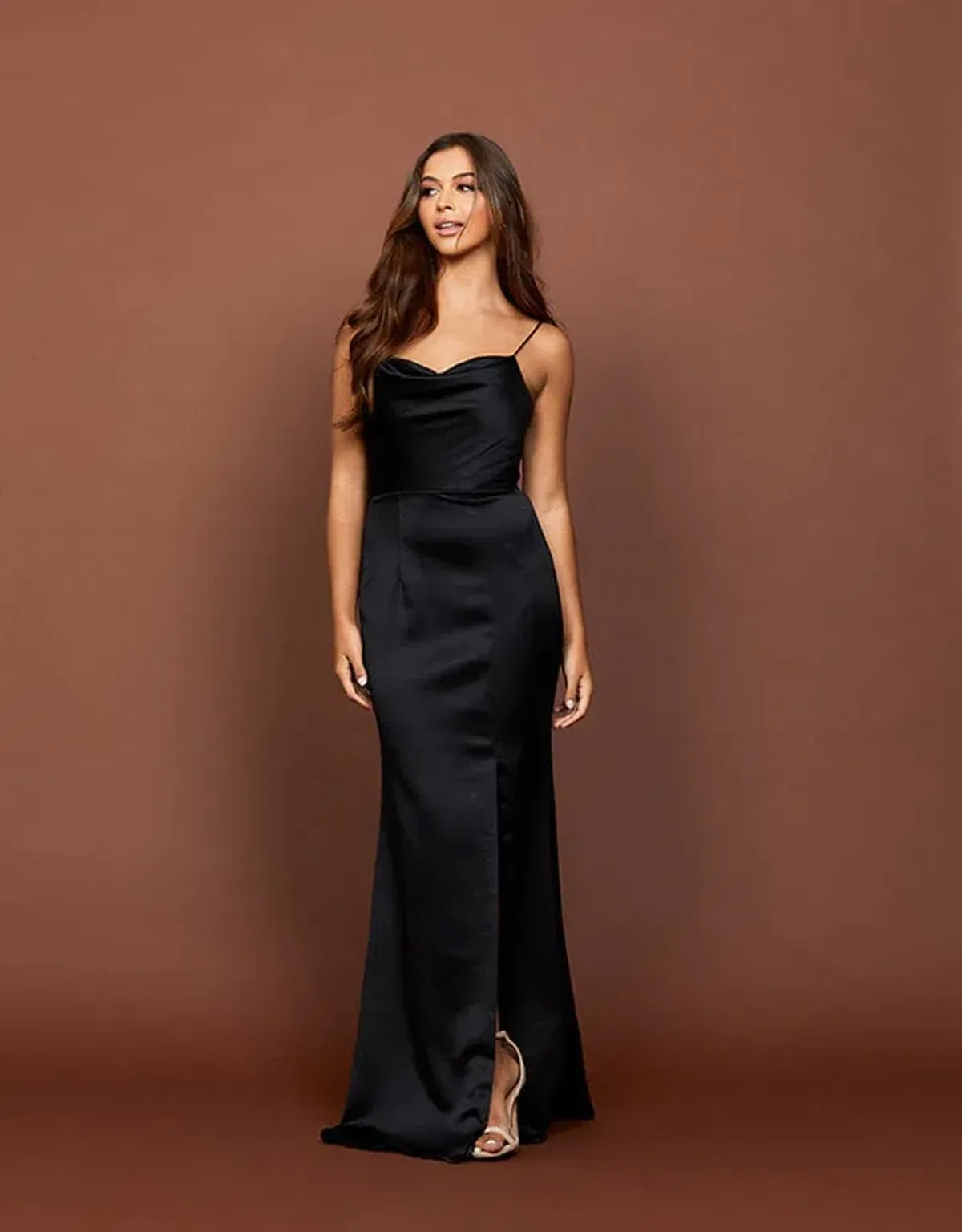 Bariano Lana Draped Cowl Gown Black Size AU 14 - Image 1