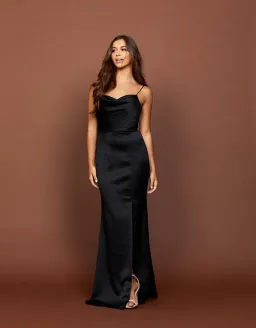 Bariano Lana Draped Cowl Gown Black Size AU 14 for rent on The Volte - image 1