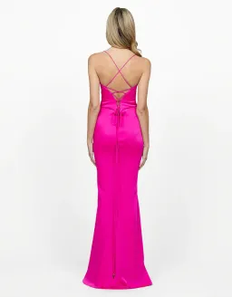 Bariano Valentine Cowl Neck Strappy Back Gown Pink Size AU 14 for rent on The Volte - image 3