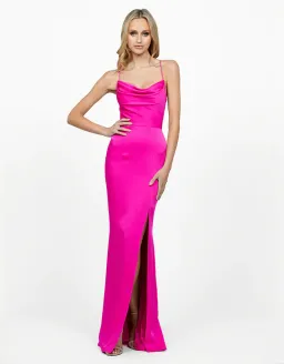 Bariano Valentine Cowl Neck Strappy Back Gown Pink Size AU 14 for rent on The Volte - image 1