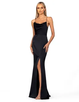 Bariano Valentine Cowl Neck Strappy Back Gown Black Size AU 12 for rent on The Volte - image 4