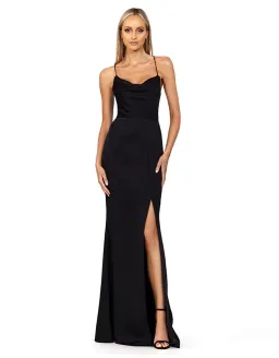 Bariano Valentine Cowl Neck Strappy Back Gown Black Size AU 12 for rent on The Volte - image 1