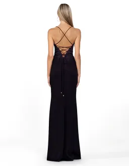 Bariano Valentine Cowl Neck Strappy Back Gown Black Size AU 12 for rent on The Volte - image 3