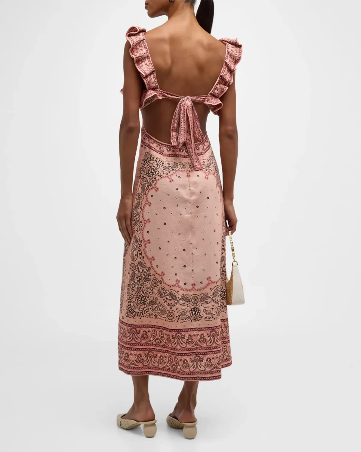 Zimmermann Matchmaker Frilled Midi Dress Pink Bandana Size 3 / AU 14 - Image 2