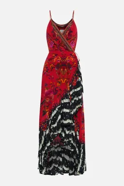 Camilla Draped Front Wrap Dress Red Multi Size 10 for rent on The Volte - image 5