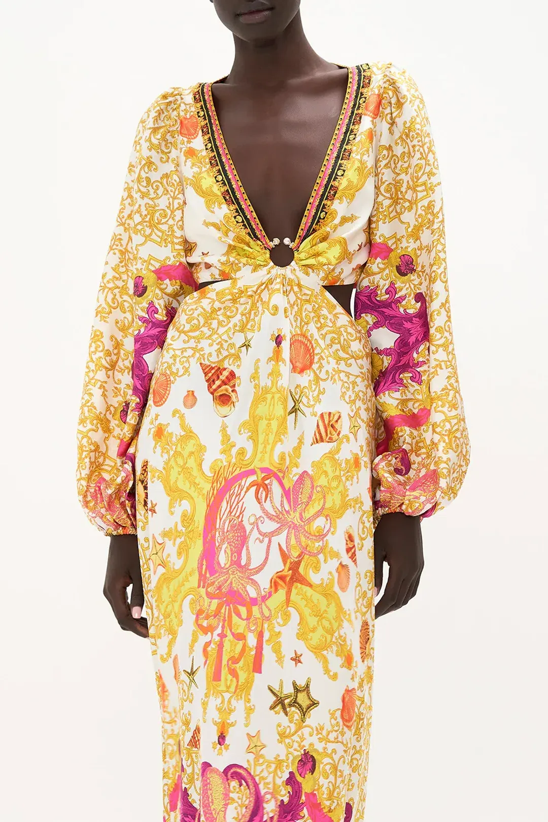 Camilla Squid Squad - U-Ring Cut Out Dress Yellow Multi Size S / AU 10 for rent on The Volte - main image