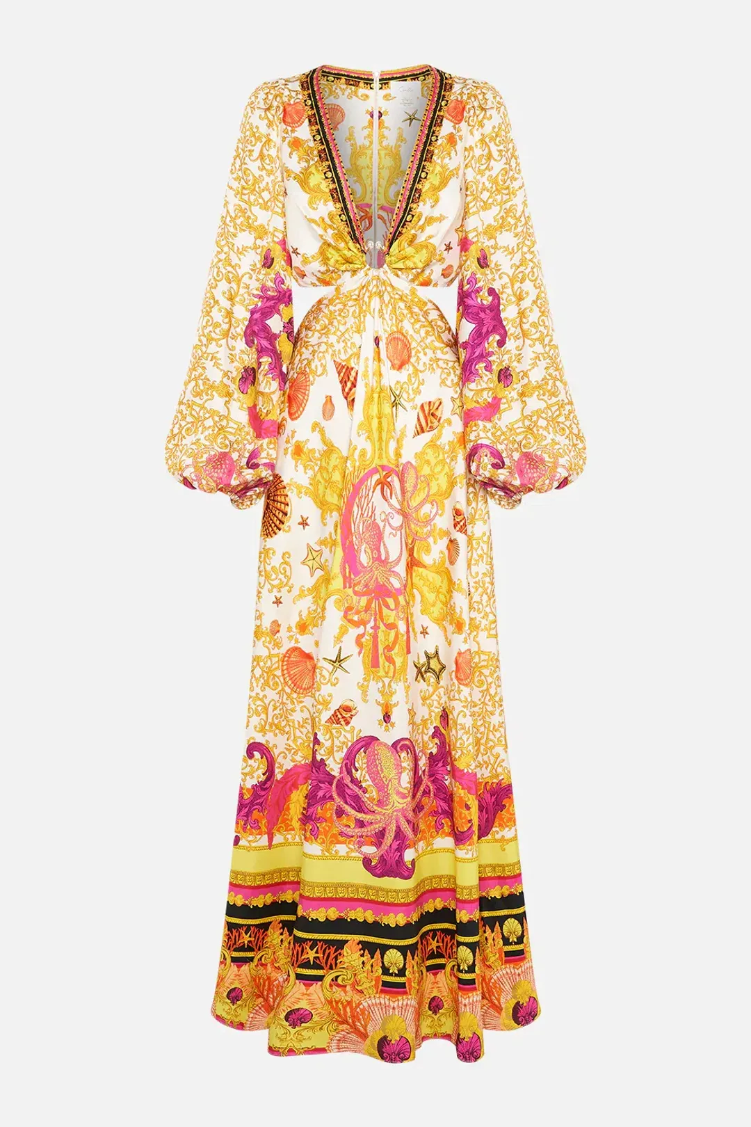 Camilla Squid Squad - U-Ring Cut Out Dress Yellow Multi Size S / AU 10 for rent on The Volte - main image