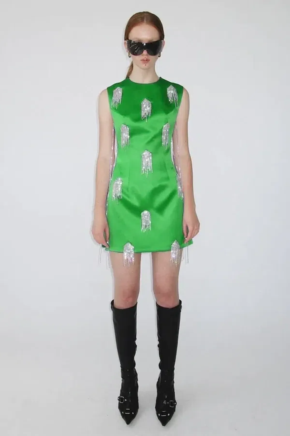 Kourh Onirique Crystal Mini Dress Green Size 10 - Image 4