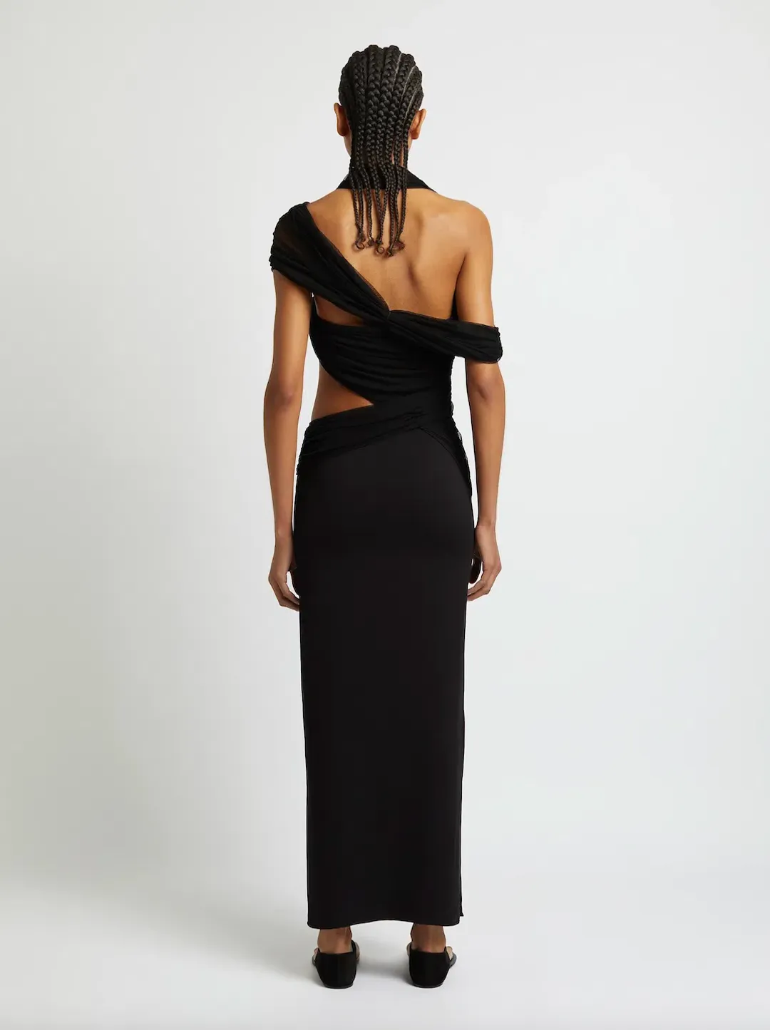 Christopher Esber Veiled Wrap Dress Black Size 8 for rent on The Volte - main image