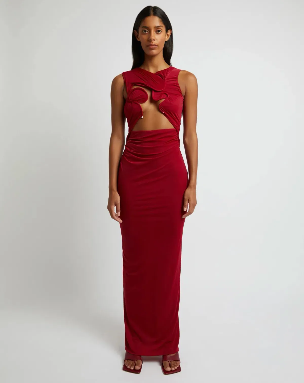 Christopher Esber Venus Cut Out Tank Maxi Dress Cherry Size 6 for rent on The Volte - main image