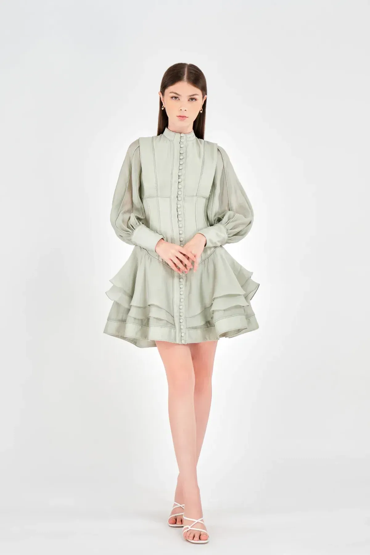 Justin Tong Xander Mini Dress Green Size 8 - Image 1