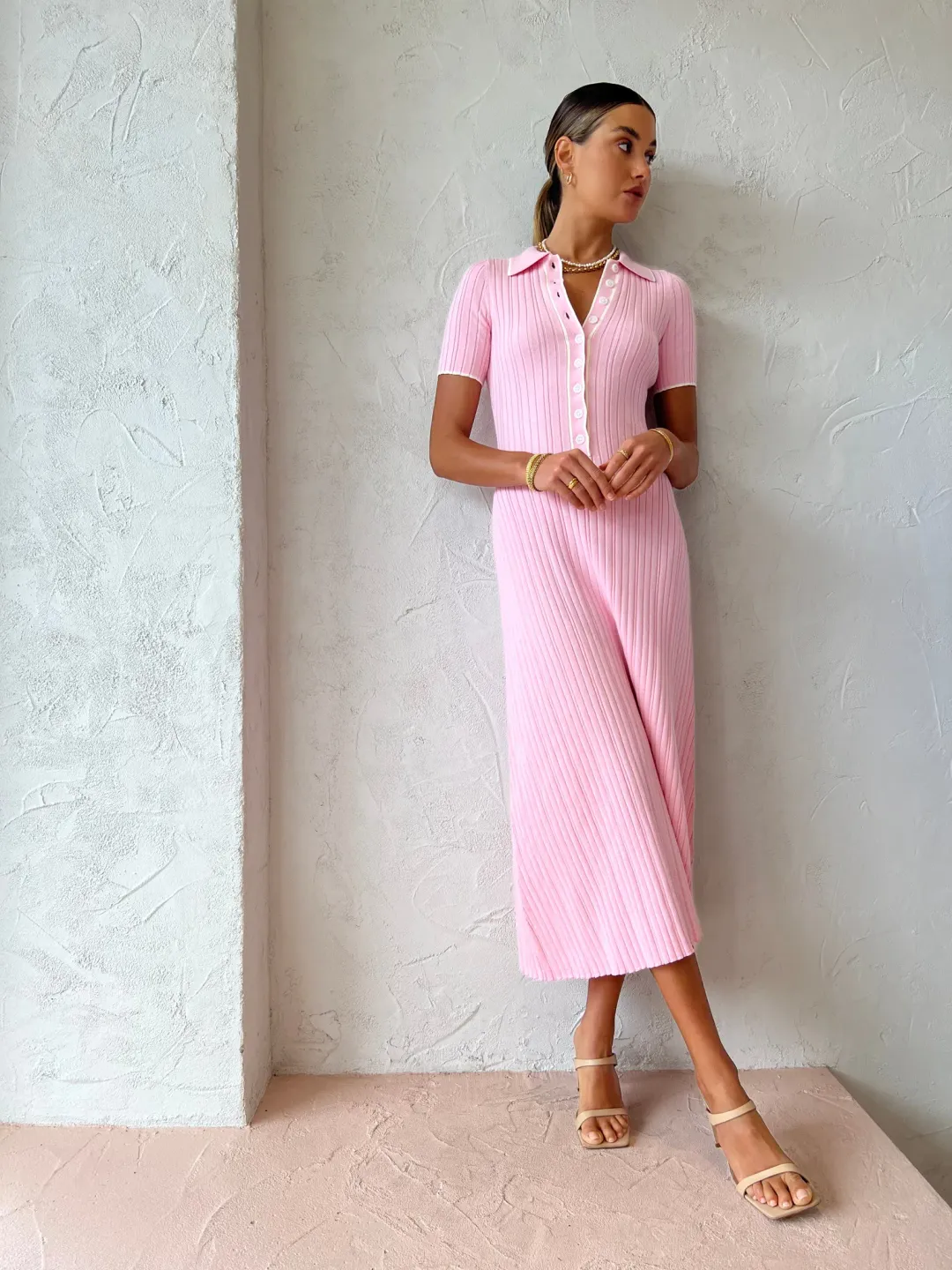 Anna Quan Penelope Midi Dress Marshmallow Pink Size 10 for rent on The Volte - main image