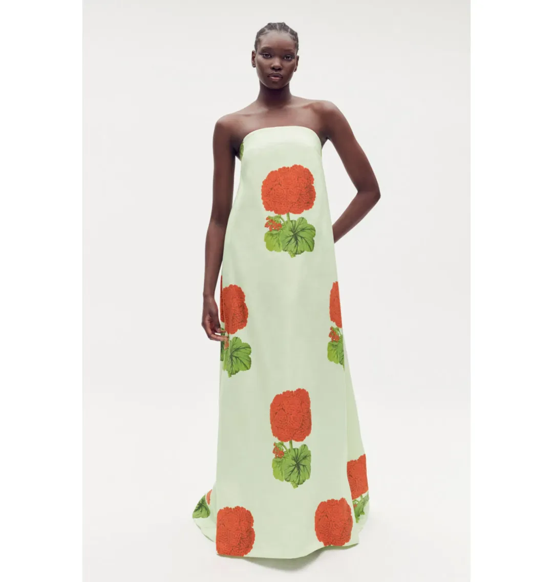 Oroton Posie Geranium Print Gown Sea Spray Size AU 12 for rent on The Volte - main image