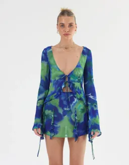 Isabelle Quinn Myla Ruffle Blouse and Mini Skirt Set Multi Size 8/10 for rent on The Volte - image 3