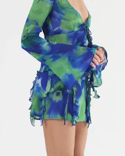 Isabelle Quinn Myla Ruffle Blouse and Mini Skirt Set Multi Size 8/10 for rent on The Volte - image 4