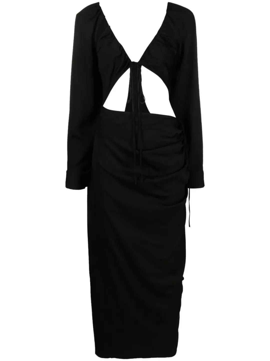 Christopher Esber Ruched Floating Sleeve Tie Dress Black Size 8 for rent on The Volte - main image
